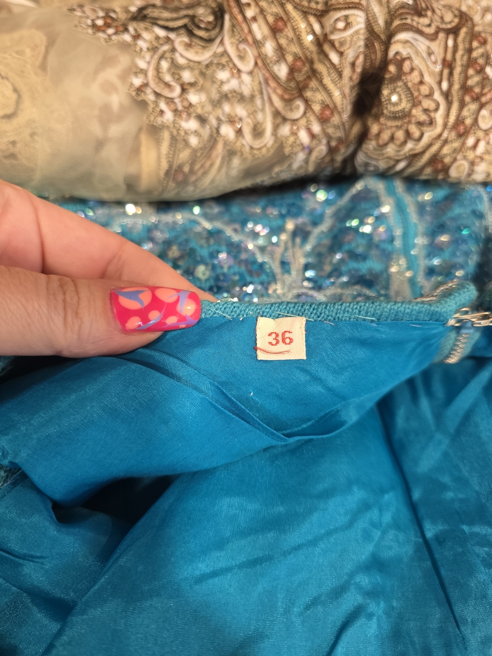 Vintage 70s Fairy Mermaid Turquoise Beaded Tassel Tank Top Size 36 Small? - Picture 4 of 16